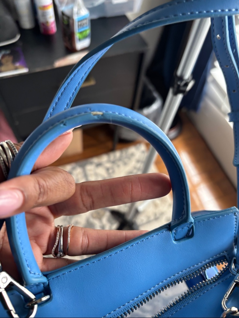 Brandon Blackwood Bright Blue Clear Mini Satchel - Picture 6 of 9